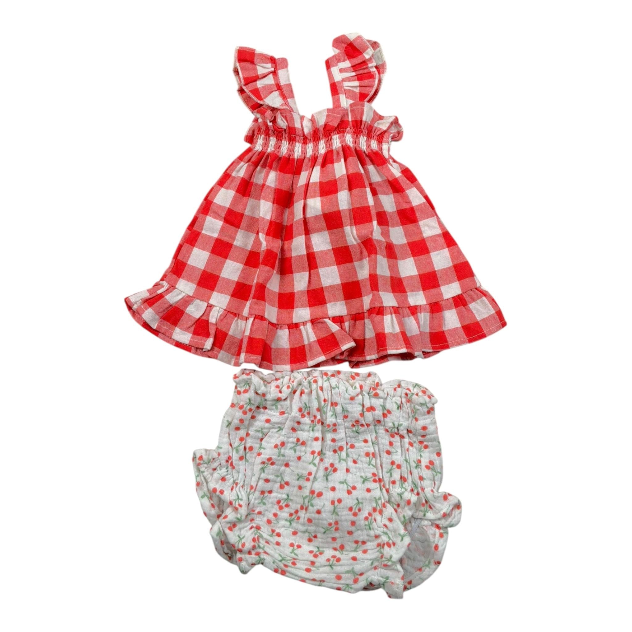 Petit Indi Completo 2 Pezzi Top-Coulotte Bicolore per Neonata SS25B0911 BIANCO/ROSSO PETIT INDI 