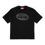 Diesel T-Shirt Crew Neck Solid Color With Black Logo Print For Boys
