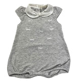Emc Baby Girl Solid Color Half Sleeve Romper with Contrast Collar Gray