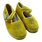 Little Bear Plain Suede Ballerinas With Yellow Bear Print For Girls