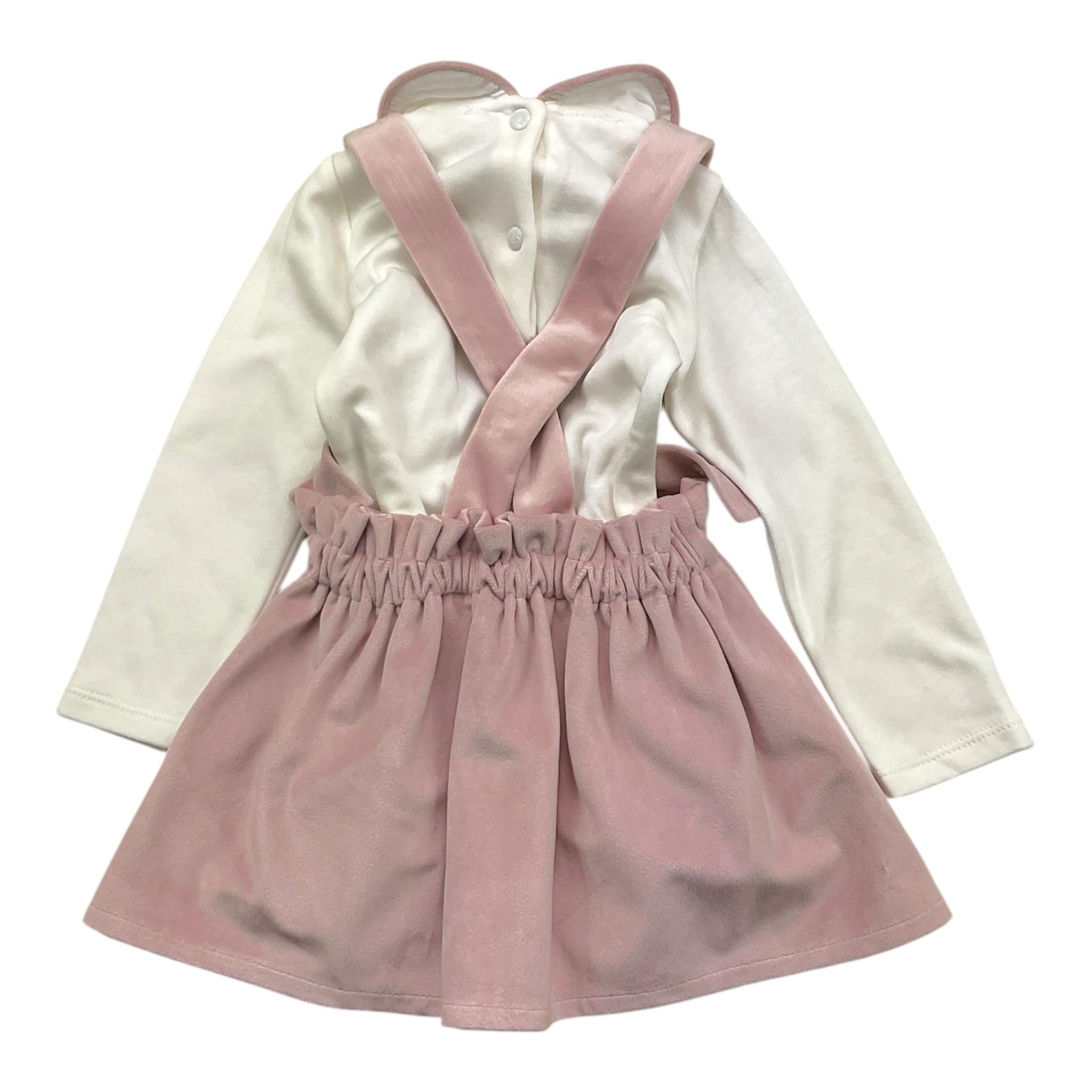 NINNAOH completo 2pz bicolore salopette-body Bianco/rosa per Neonata I2351 BIANCO/ROSA NINNAOH 