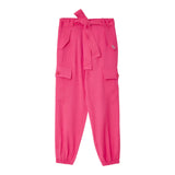 Liu Jo Solid Color Trousers With Belt Fuchsia For Girls