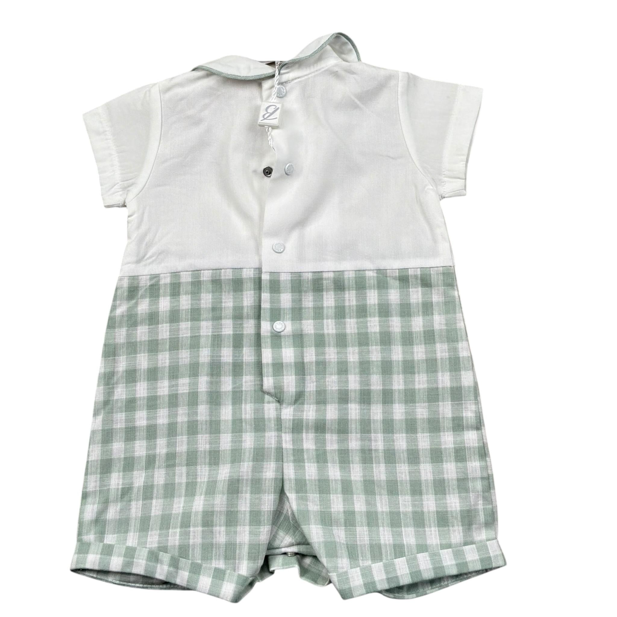 Barcellino Pagliaccetto Bicolore con Fantasia A Quadri per Neonato 120303 BIANCO BARCELLINO 