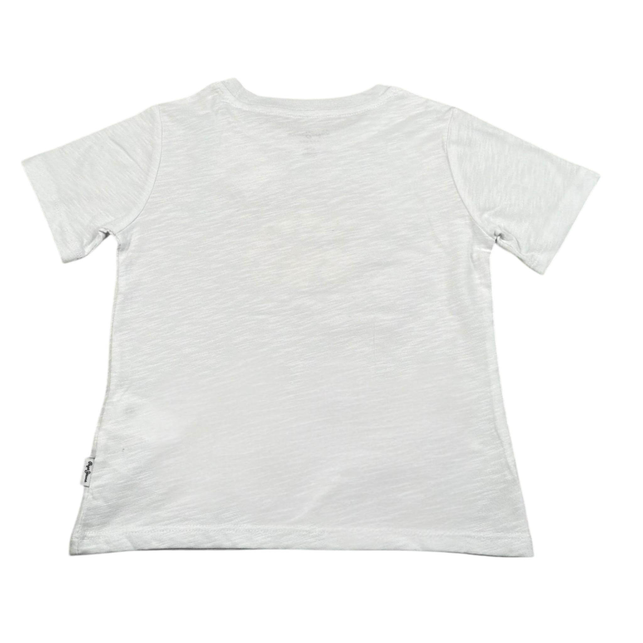 Pepe Feamo T-Shirt Girocollo Tinta Unita con Stampa per Bambino PB503988 BIANCO PEPE JEANS 