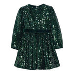 ABEL & LULA abito tinta unita con cintura e paillettes Verde per Bambina 5528 VERDE ABEL & LULA 