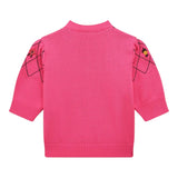 Philosophy Solid Color Crew Neck Sweater With Fuchsia Print For Girls