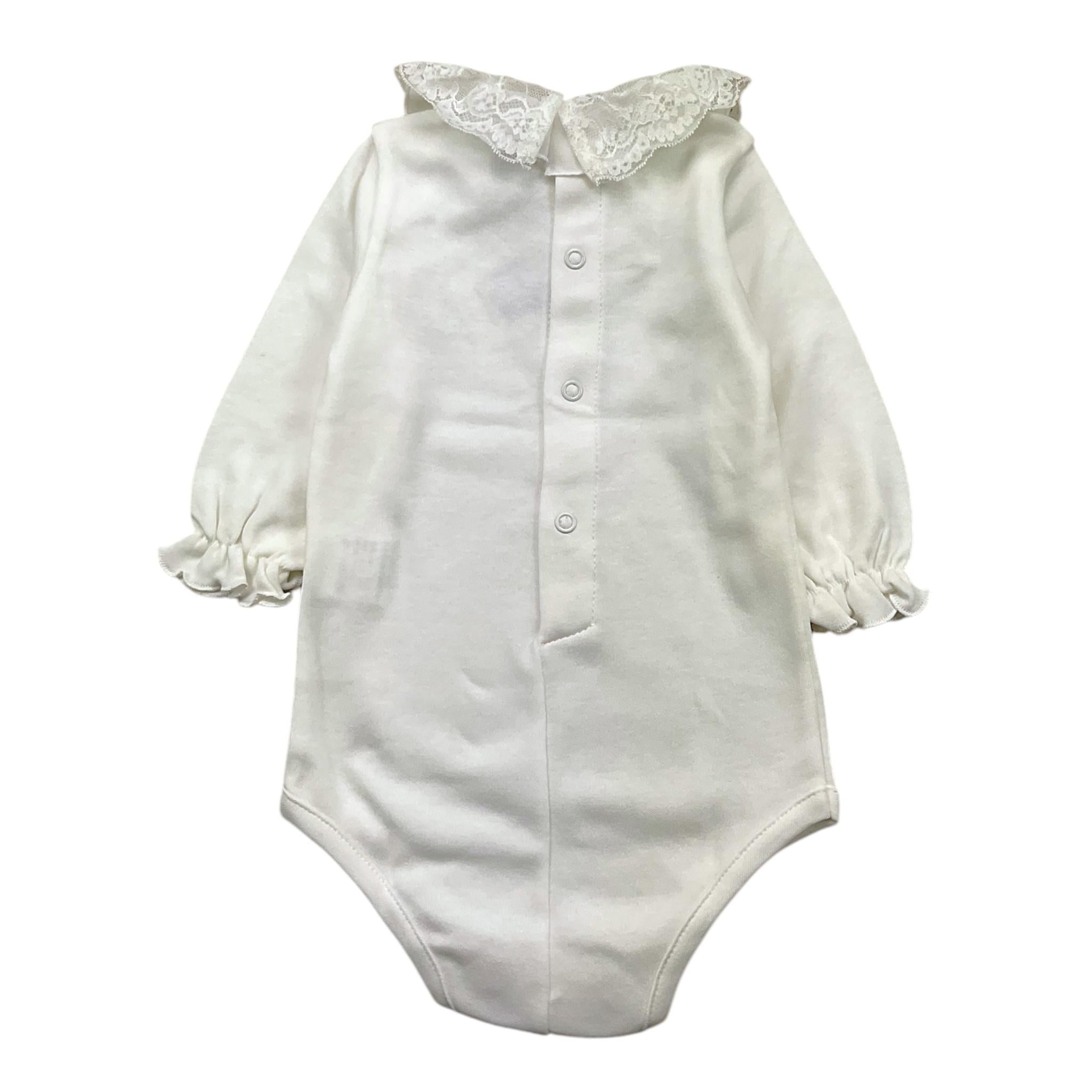 MARLU' body tinta unita con colletto ricamato Bianco per Neonata IG27BODY BIANCO MARLU' 