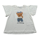 M+E' T-Shirt Girocollo Tinta Unita con Stampa per Bambina UE1276J BIANCO M+E' 