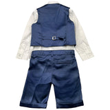 Damper Dan 3-Piece Suit Vest-Shirt-Pants-Bow Ties Blue For Boys