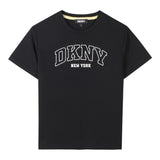 Dkny T-Shirt Girocollo Tinta Unita con Stampa per Bambino D62237 NERO DKNY 