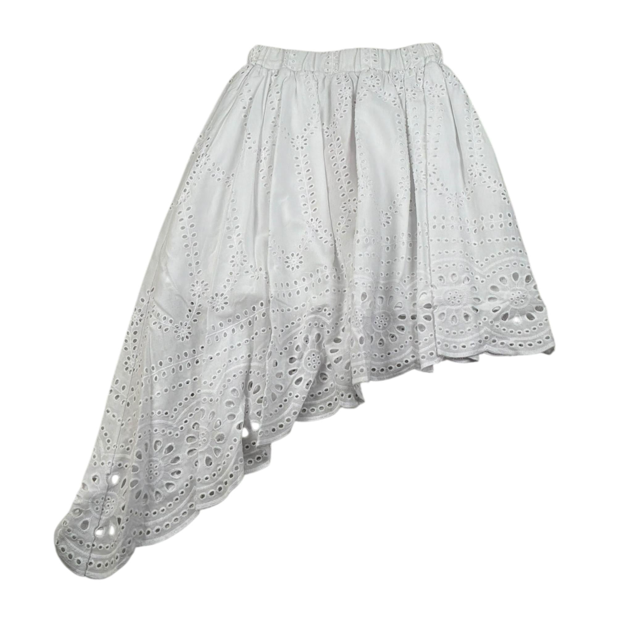 Mariuccia Gonna Asimmetrica Tinta Unita In Pizzo Sangallo per Bambina MMBG378 BIANCO MARIUCCIA 