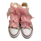 Quickas Two-Tone Sneakers with Laces and White/Pink Applications for Girls