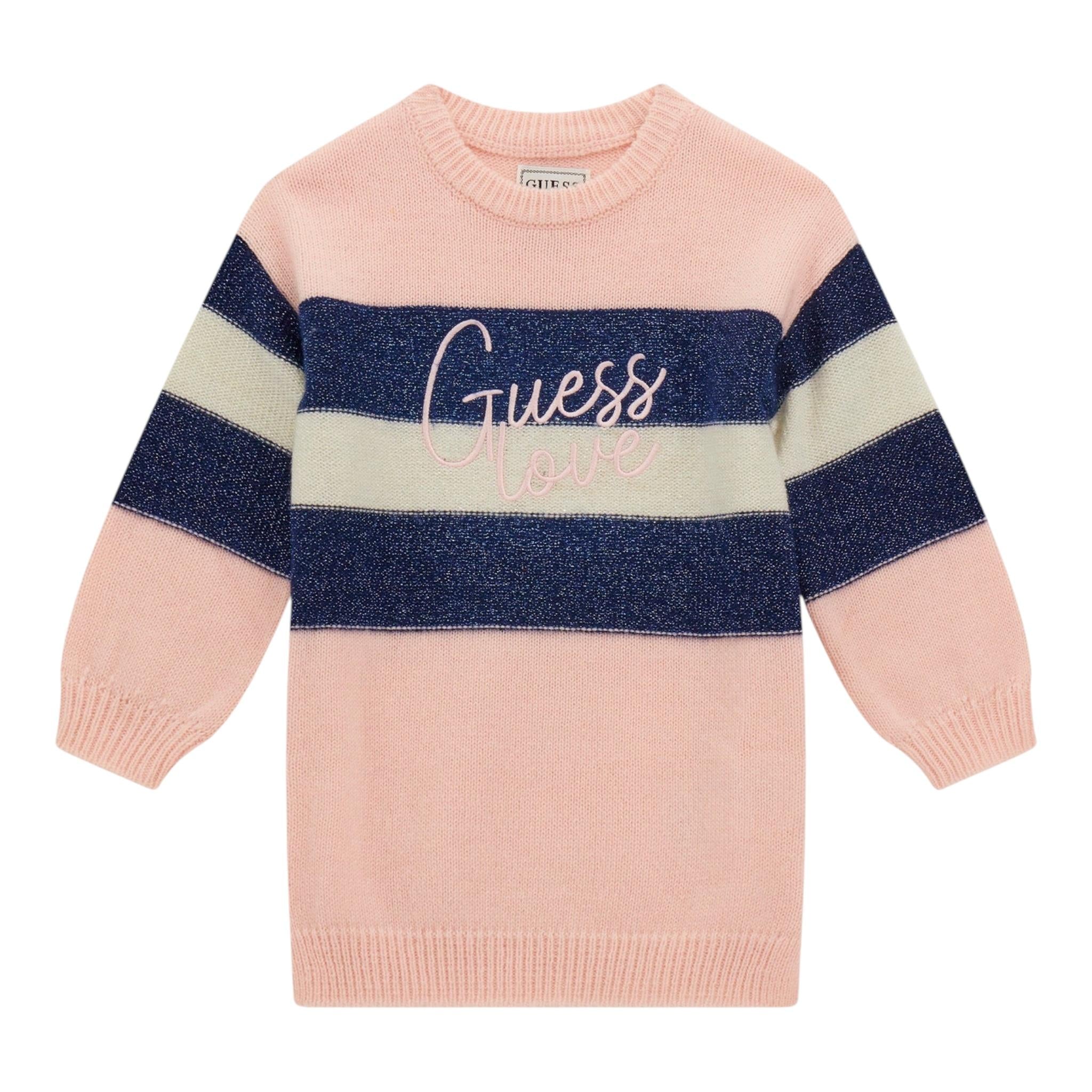GUESS abito girocollo tinta unita con fantasia Rosa per Bambina K4BK03Z2V70 ROSA GUESS 