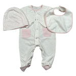 Trussardi Set 3 Pezzi Tutina-Cappello-Bvetta per Neonata TLP26003TUA BIANCO TRUSSARDI 