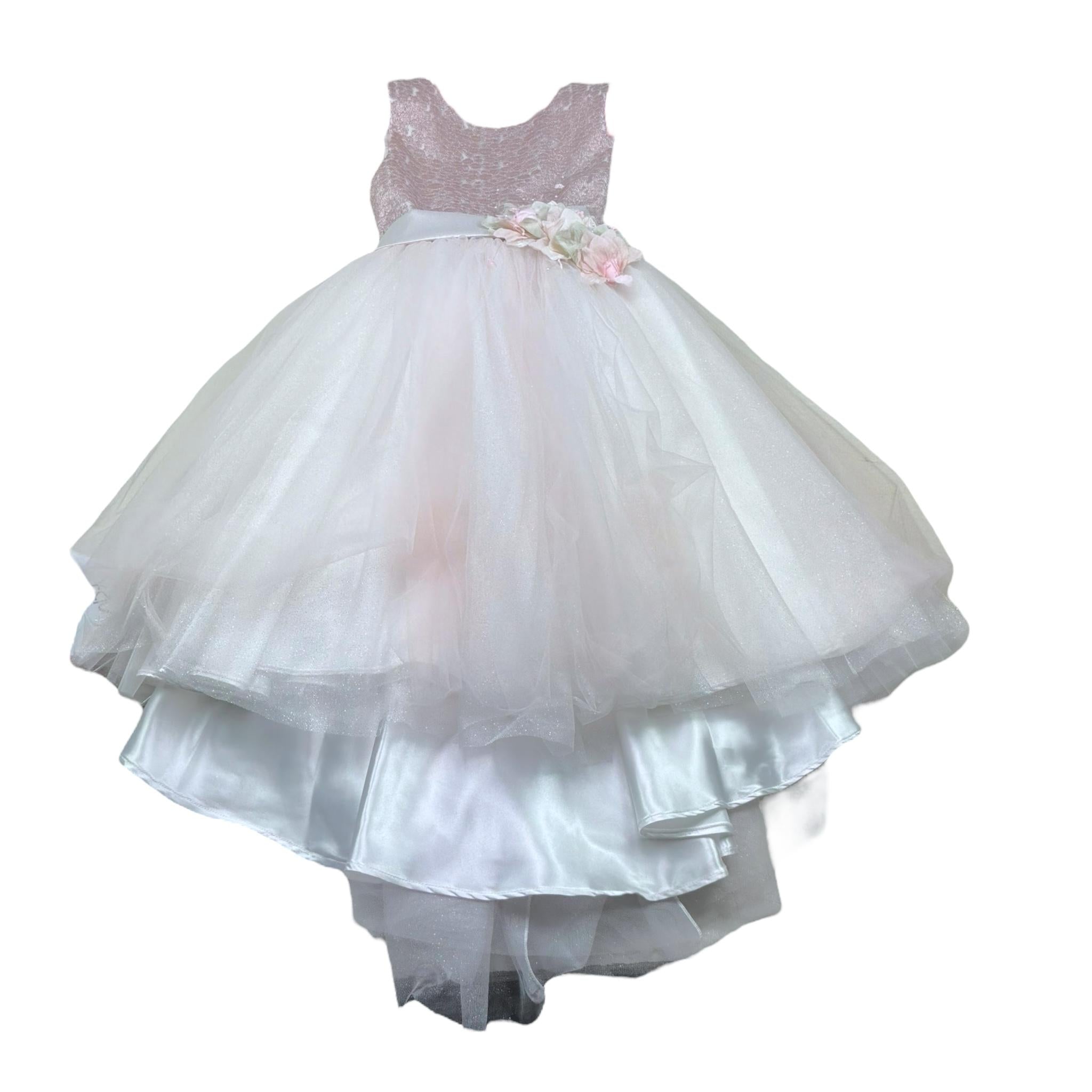 Isabel Couture Abito Cerimonia Giromanica con Brillantini per Bambina IS25C396S ROSA ISABEL COUTURE 