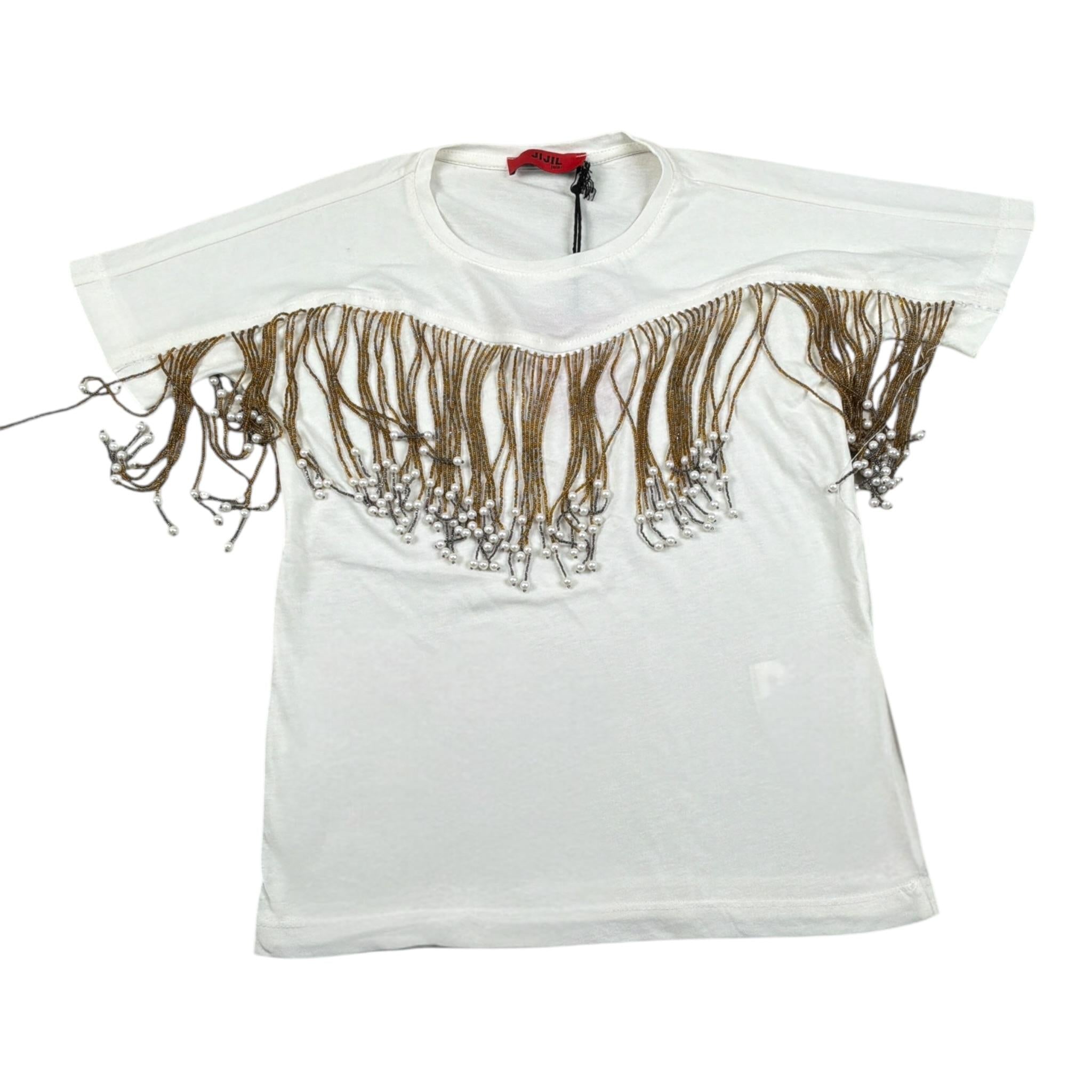 Jijil T-Shirt tinta unita con Applicazioni Bianco per Bambina JJE23TS037 BIANCO JIJIL 