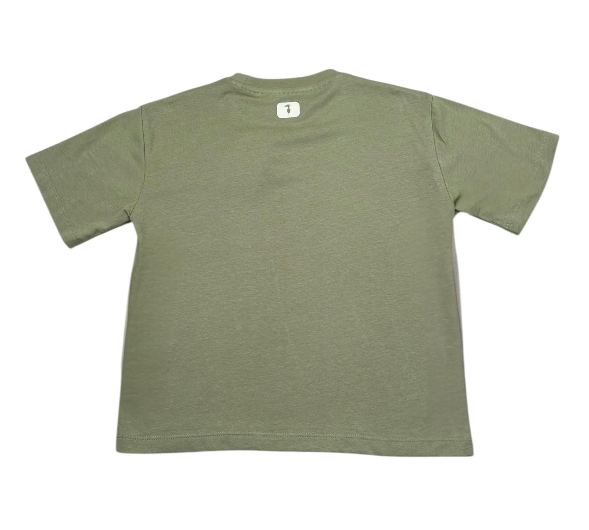 Trussardi T-Shirt Girocollo Tinta Unita con Stampa per Bambino TBP26125TS VERDE TRUSSARDI 