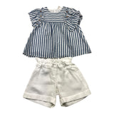 Barcellino Complete 2 Piece Shirt-Short White/Blue For Baby Girl