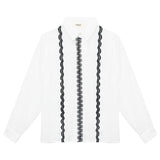 Vicolo Long Sleeve Shirt Solid Color With Contrast Embroidery White For Baby Girl