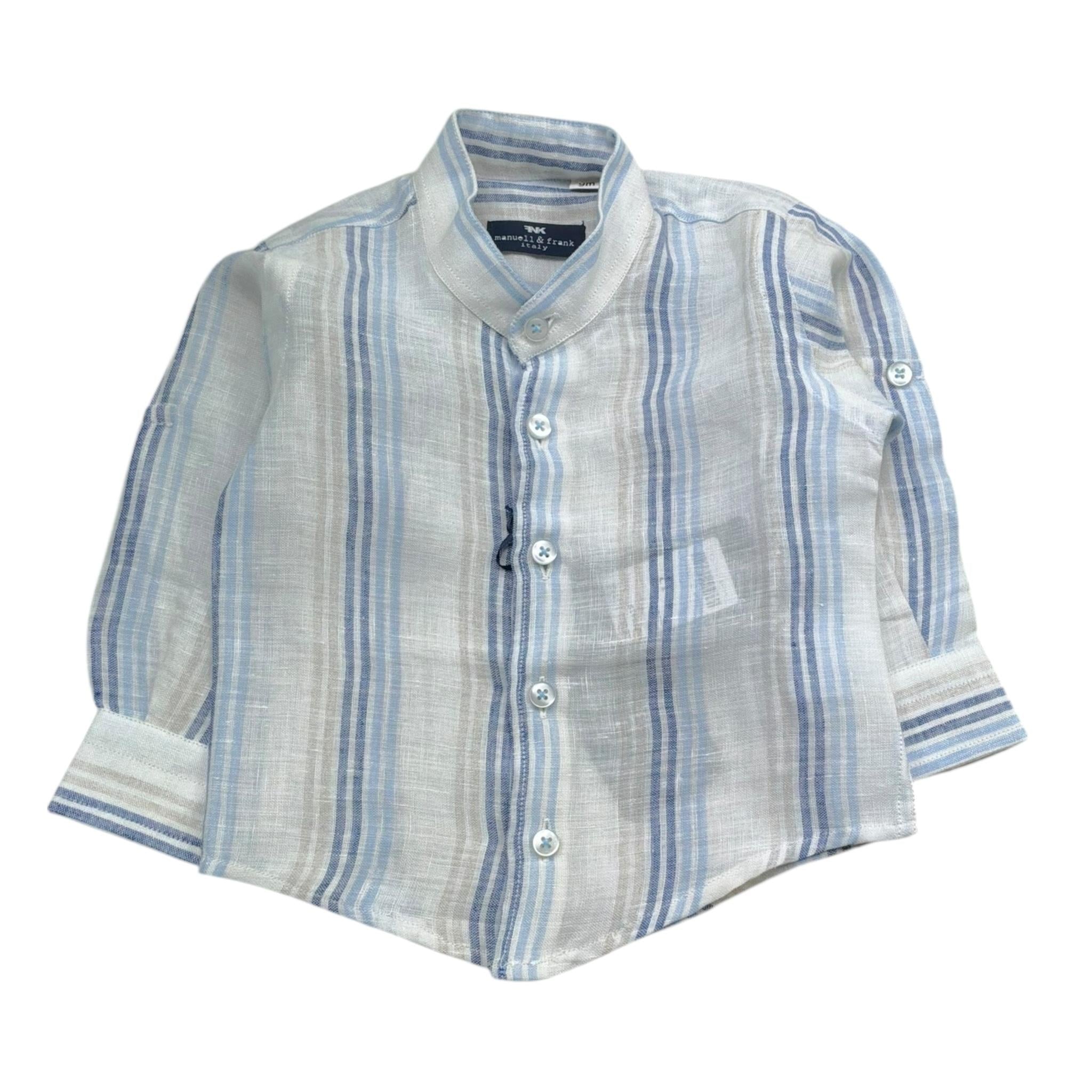 Manuel & Frank Camicia Tinta Unita con Fantasia A Righe per Neonato MF1041N BIANCO MANUEL & FRANK 