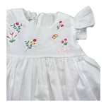 Le Bebe Abito Mezza Manica Tinta Unita con Ricami per Neonata LBG6254 BIANCO LE BEBE 