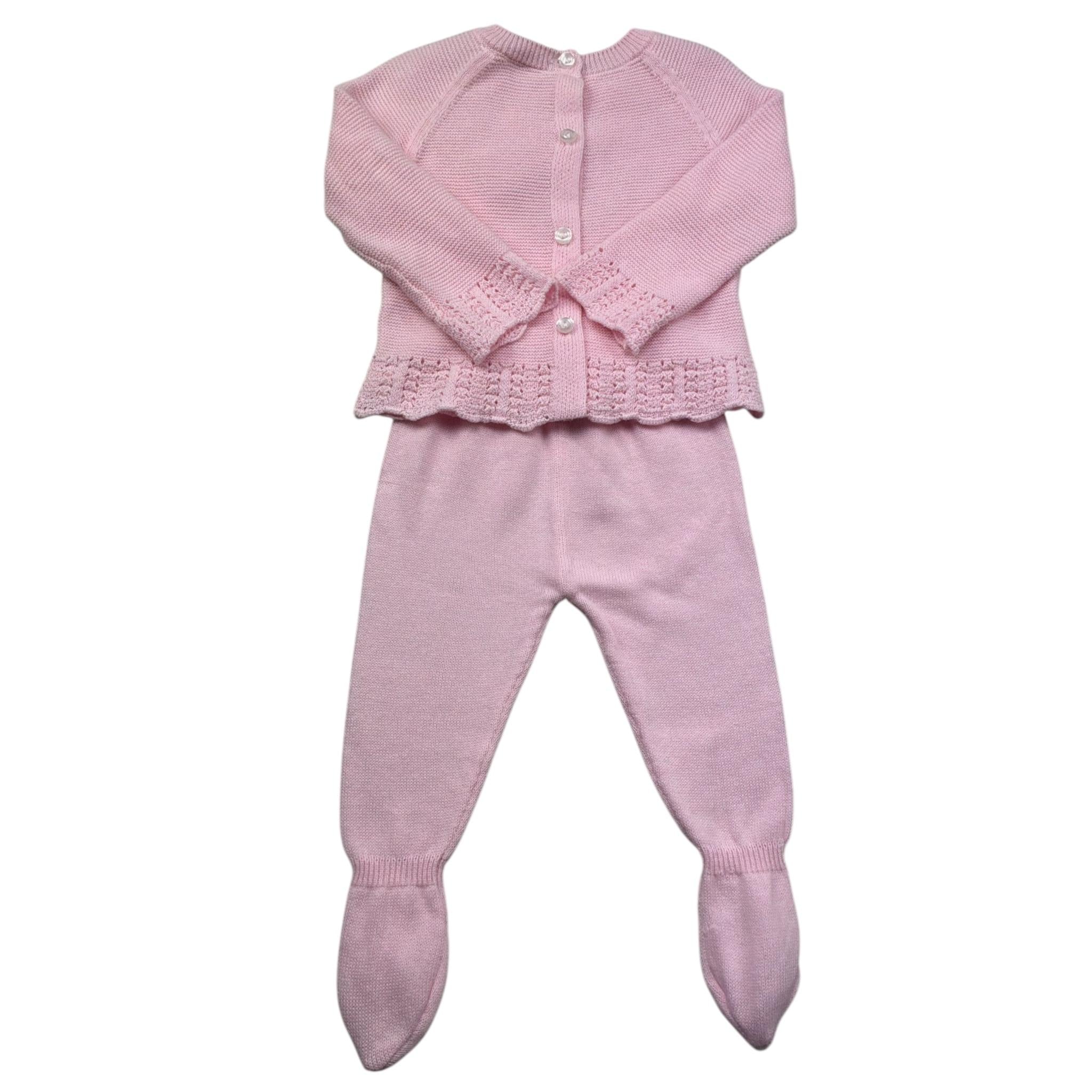 Le Bebe Completo 2 Pezzi Maglia-Ghettina Tinta Unita per Neonata LBG6279 ROSA LE BEBE 