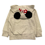 Kangaroo Zip Up Hoodie Plain Color Contrast Print Beige for Baby Girl