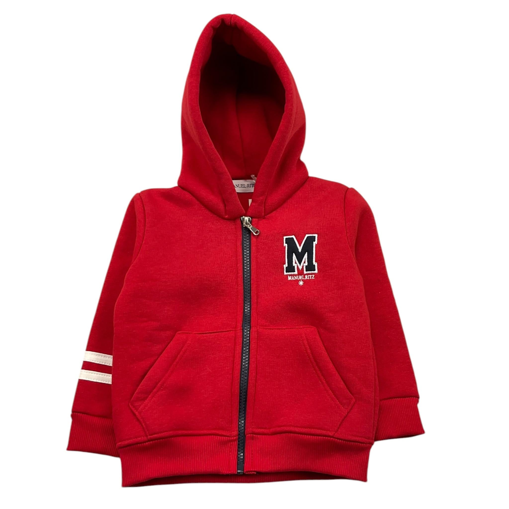 MANUEL RITZ felpa con zip e cappuccio tinta unita Rosso per Bambino MR2819 ROSSO MANUEL RITZ 