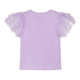 Angel'S Face Solid Color Crew Neck T-Shirt With Lilac Tulle Sleeves For Girls