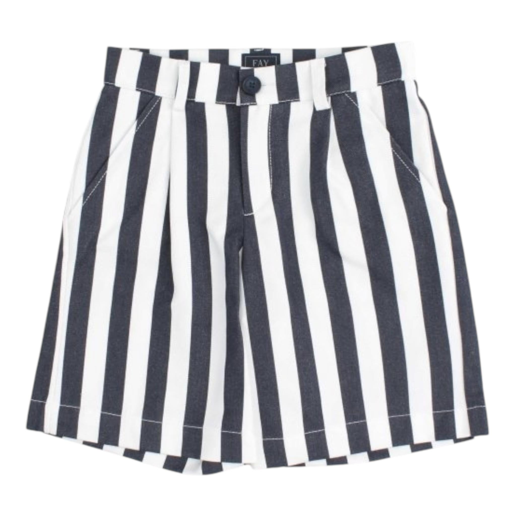 Fay Bermuda Bicolore con Fantasia A Righe per Bambino FW6109 BIANCO/BLU FAY 