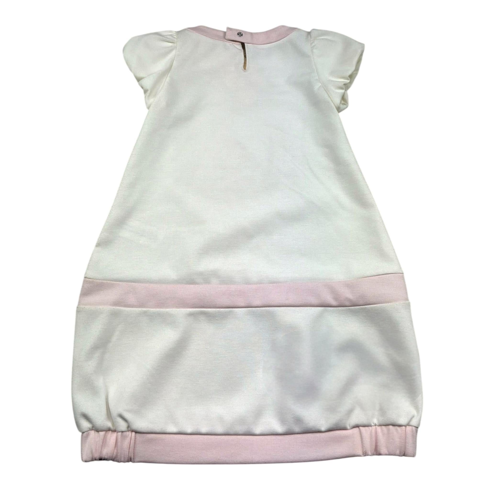 Monnalisa Abito Mezza Manica Tinta Unita con Fiocchi per Bambina 711901R8 PANNA MONNALISA 