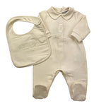ICEBERG set tutina-bavetta tinta unita con logo Panna per Neonato SETICE5350N PANNA ICEBERG 