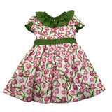 Light Colors Half Sleeve Floral Print Dress White For Baby Girl