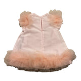 Barcellino Half Sleeve Dress Solid Color With Pink Tulle For Baby Girl