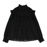 Chloe' Long Sleeve Solid Color Ruffled Shirt Black For Girls