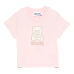 Moschino T-Shirt Girocollo Tinta Unita con Orso per Neonata MFM047 ROSA MOSCHINO 