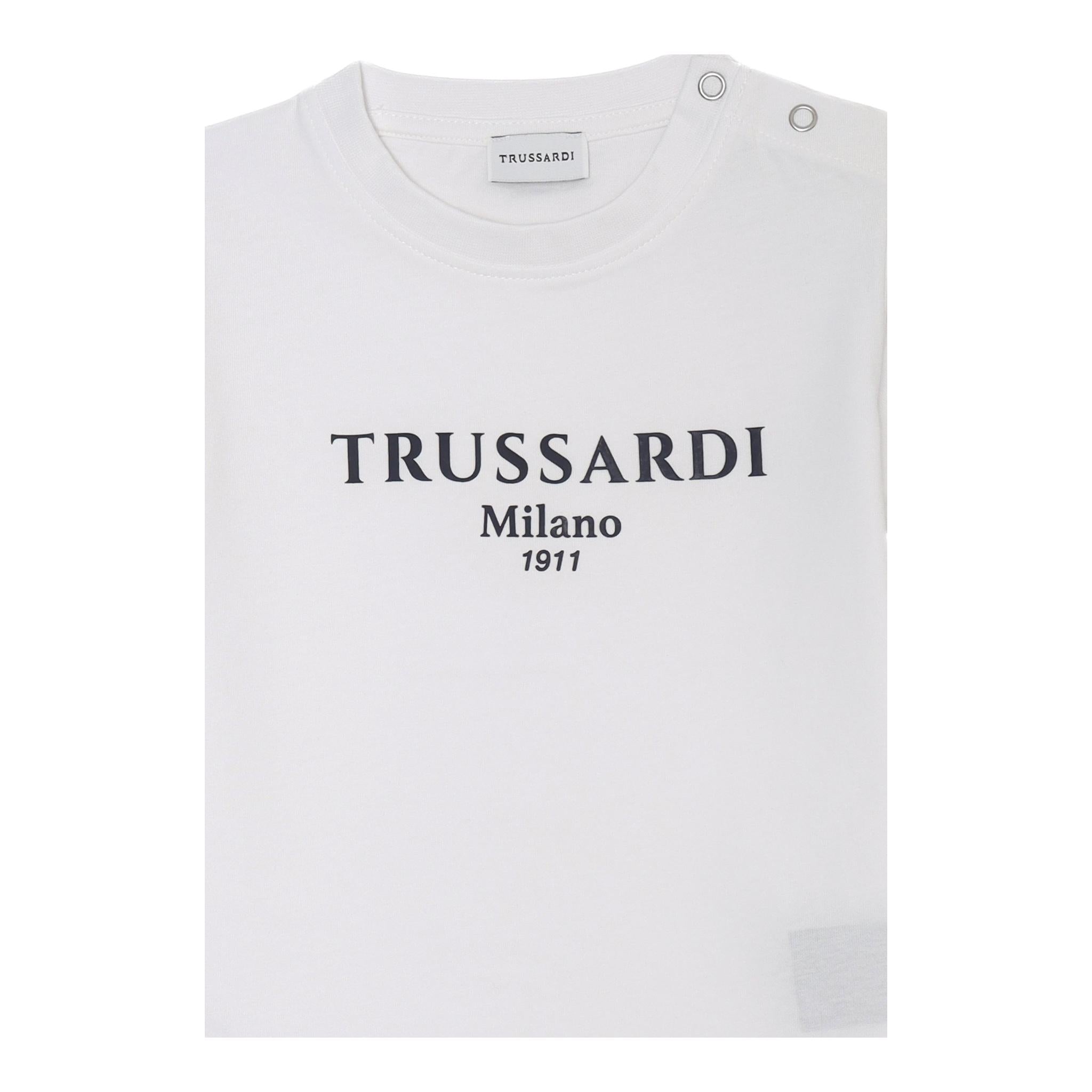 Trussardi T-Shirt Girocollo Tinta Unita con Stampa per Neonato TIP25011TSX BIANCO TRUSSARDI 