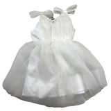 Minimal Solid Color Sleeveless Dress With White Tulle For Baby Girl