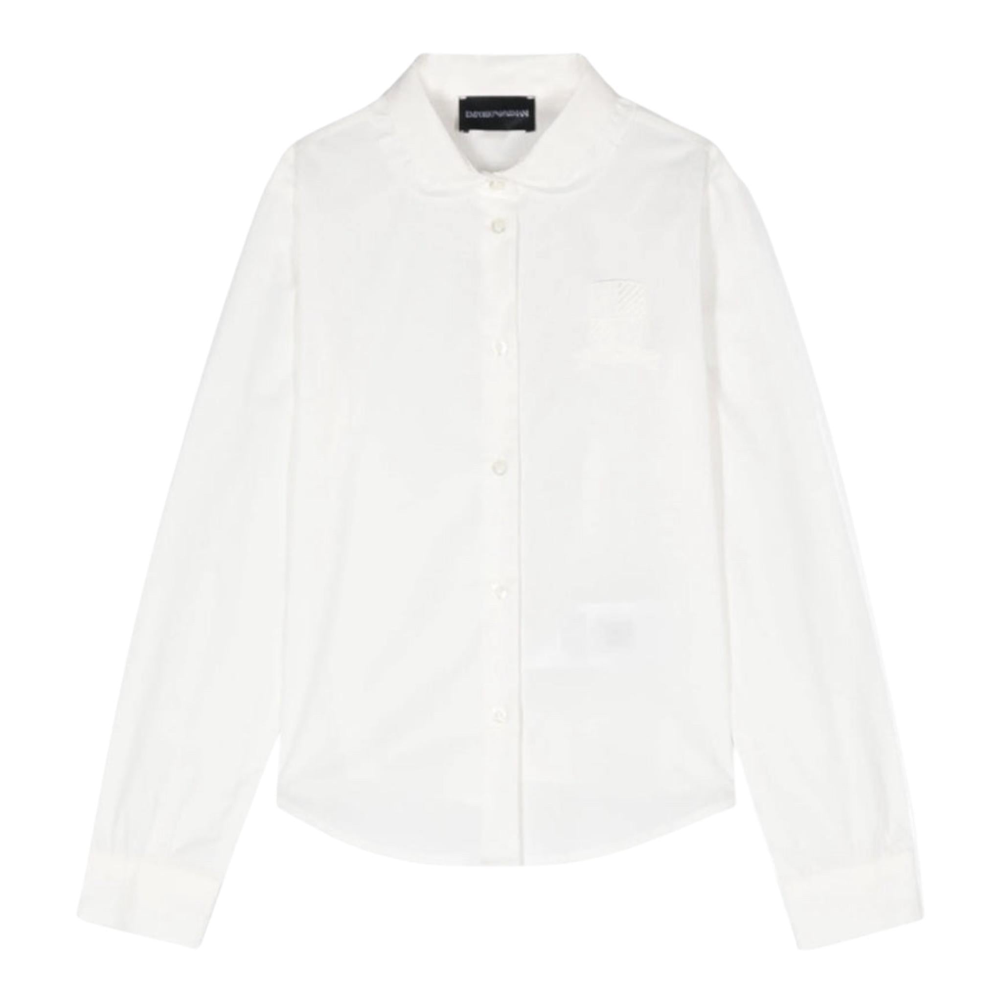 EMPORIO ARMANI camicia tinta unita manica lunga con logo Bianco per Bambina 6D3C02 BIANCO EMPORIO ARMANI 