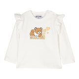 MOSCHINO shirt girocollo tinta unita con stampa in contrasto Panna per Bambina HDO00T PANNA MOSCHINO 