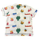 Losan Crew Neck Solid Color T-Shirt with Contrast Prints White for Newborns