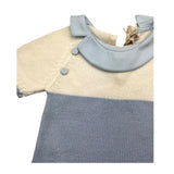 La Stupenderia Two-Tone White/Blue Half-Sleeve Romper for Newborns