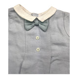 La Stupenderia Plain Romper With Contrasting Blue Trim For Newborn
