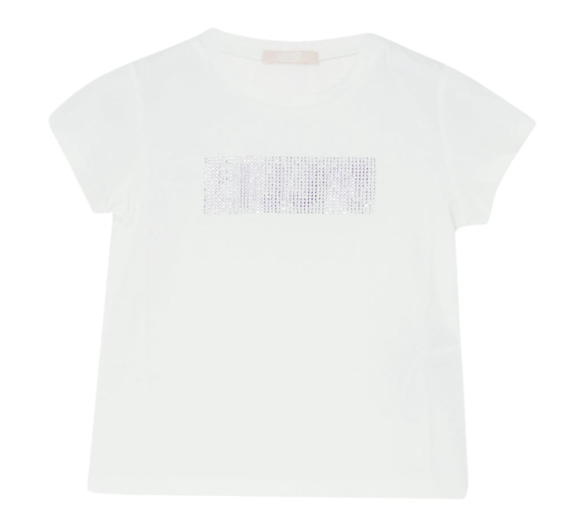 Liu Jo T-Shirt Tinta Unita con Brillantini per Neonata KA5095NXX BIANCO LIU JO 