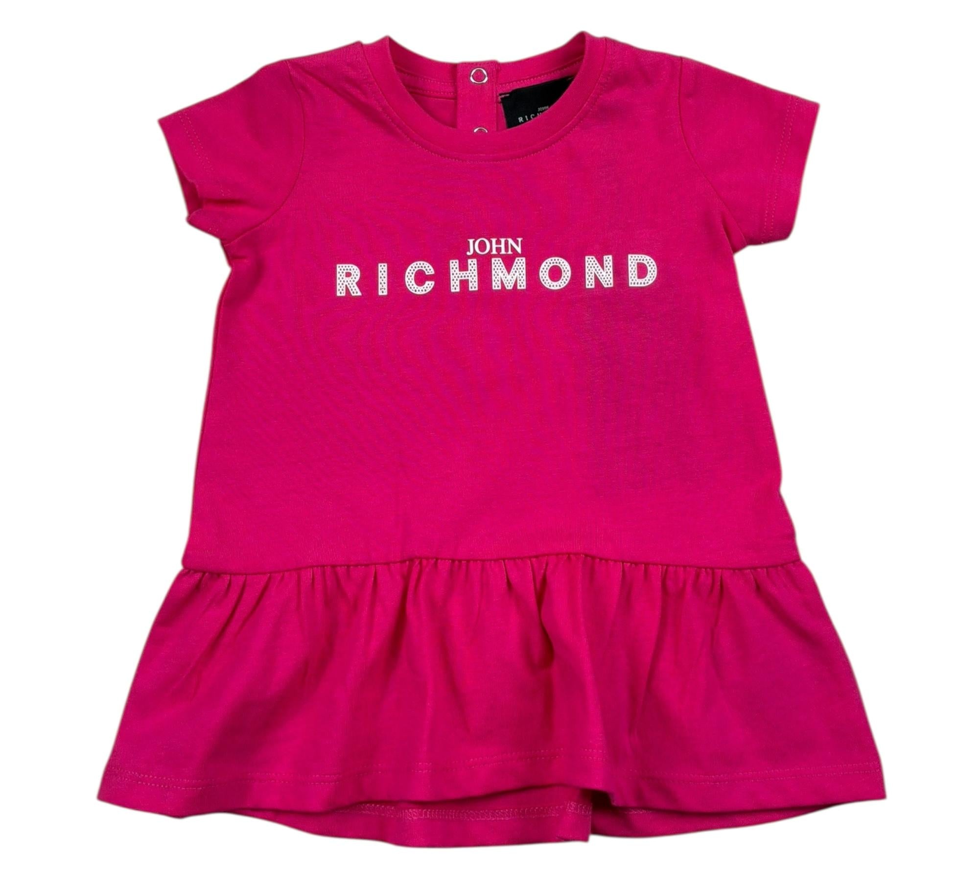 John Richmond Abito Mezza Manica Tinta Unita con Logo per Neonata RIP26034VE FUXIA JOHN RICHMOND 