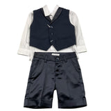 Carlo Pignatelli 4 Piece Set Waistcoat-Shirt-Bermuda-Bow Tie Blue For Newborn