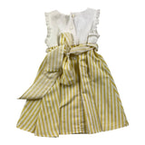Croquettes Two-Tone Sleeveless Dress With White/Yellow Striped Skirt For Girls