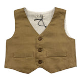 JO Milano Plain Beige Waistcoat For Newborn