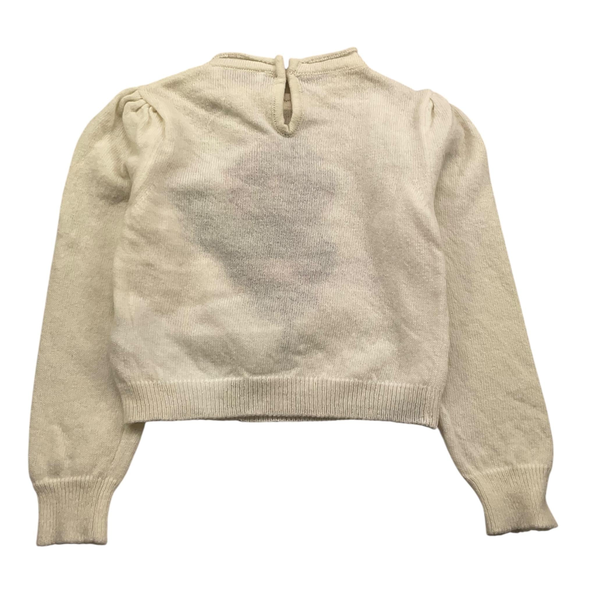maglia girocollo tinta unita con ricami 39B618 PANNA MONNALISA 