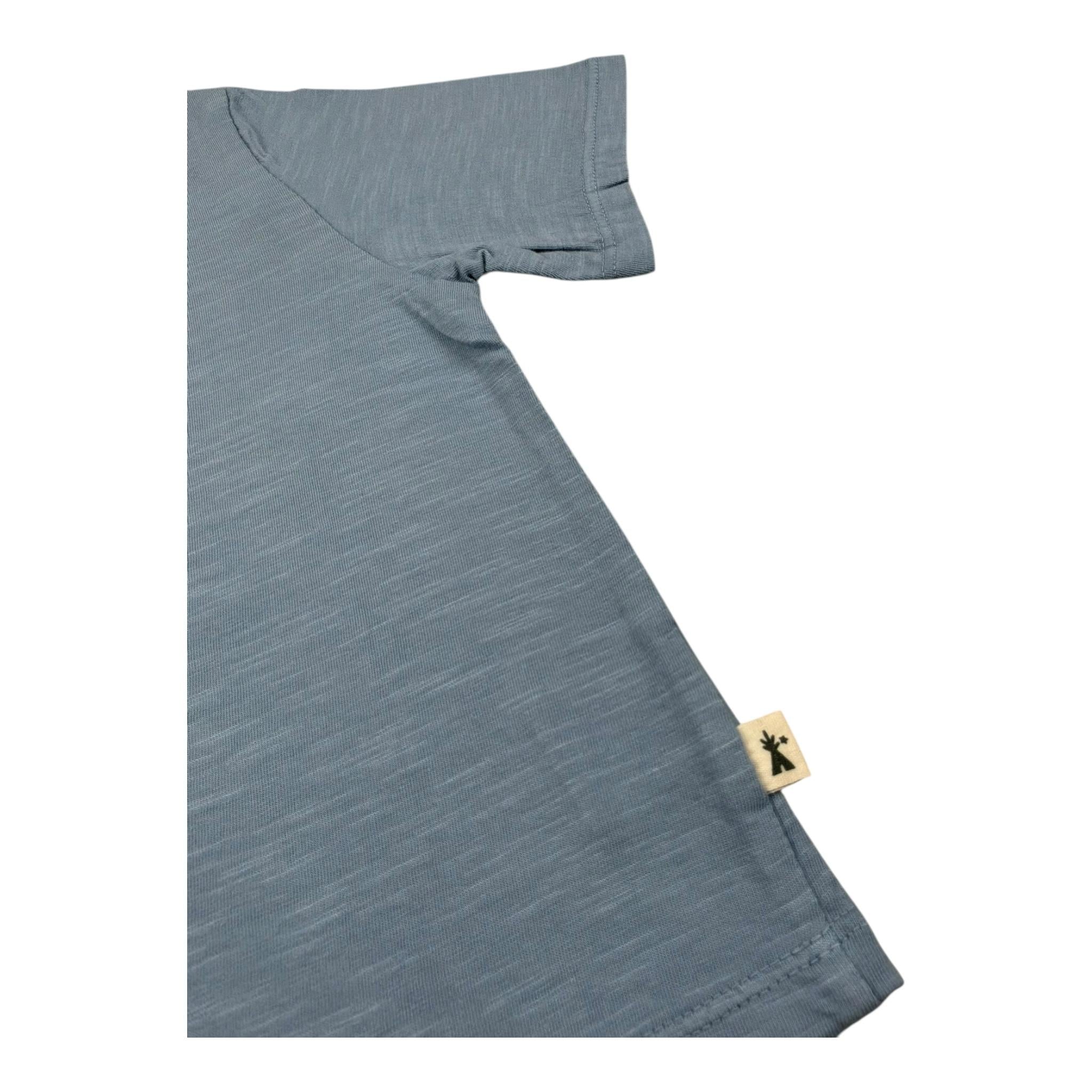 Petit Indi T-Shirt Tinta Unita con Bottone per Neonato SS25BK7655 BLU PETIT INDI 